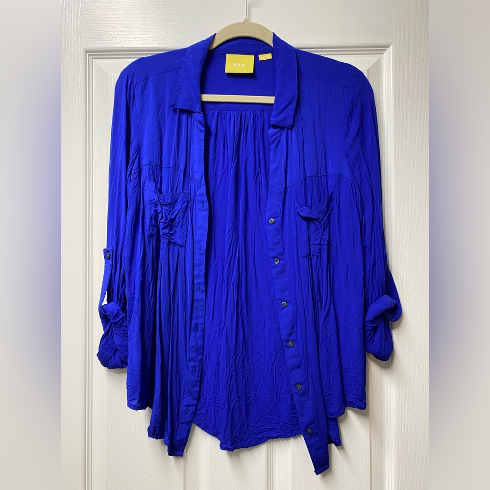 Anthro Maeve New Condition Cobalt Blue Button-Down Shirt
